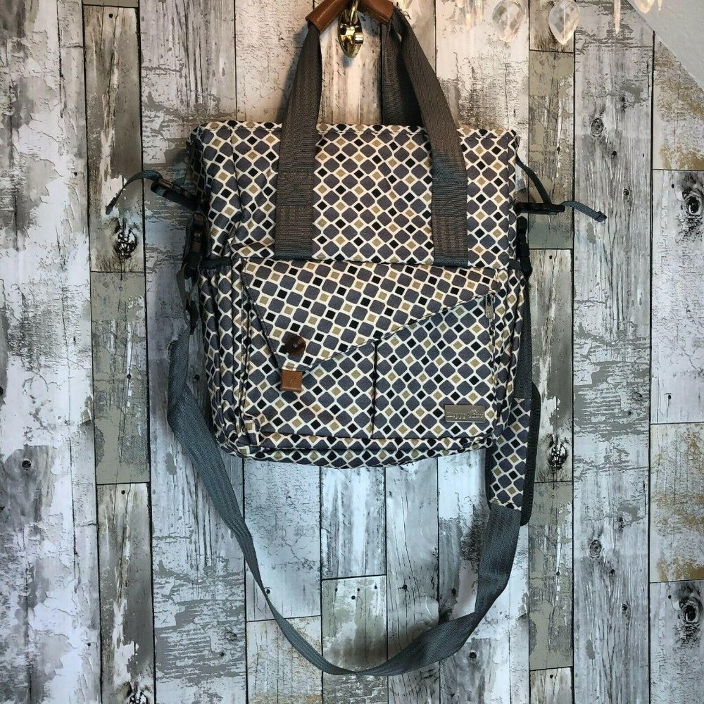 HAP TIM HAPPY TIME INSULATED DIAPER BAG GREY YELLO